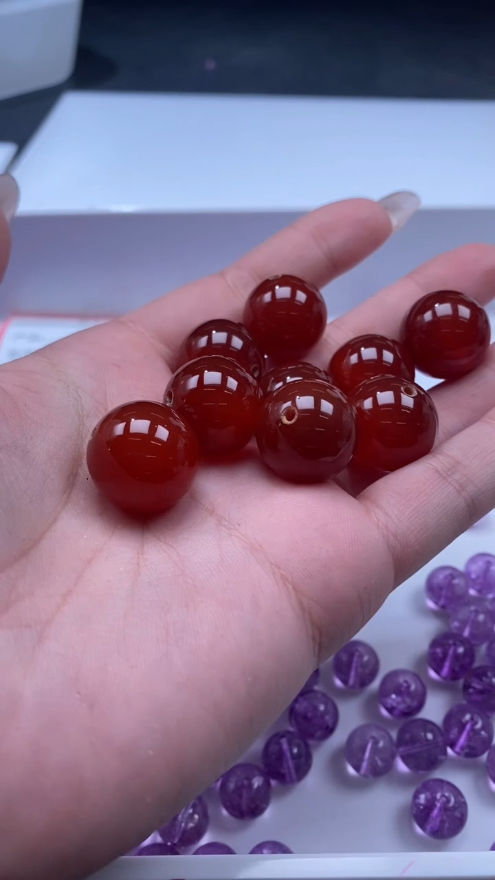 未镶嵌颈饰玛瑙/玉髓W2005牛血红南红色18mm*1颗