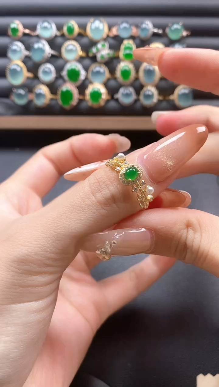 银S925镶嵌戒指翡翠51151
