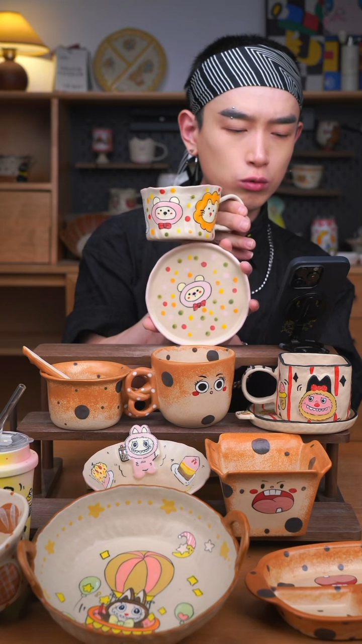 杯子景德镇可爱设计师款陶瓷（咖啡杯碟）