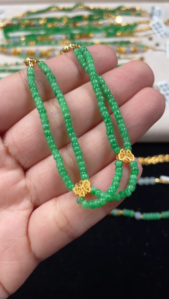 18K金镶嵌手链翡翠文*一个  P491