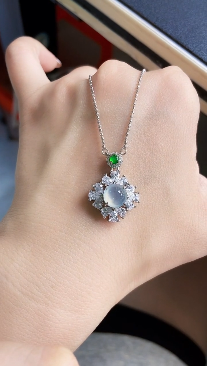颈饰银S925镶嵌翡翠12