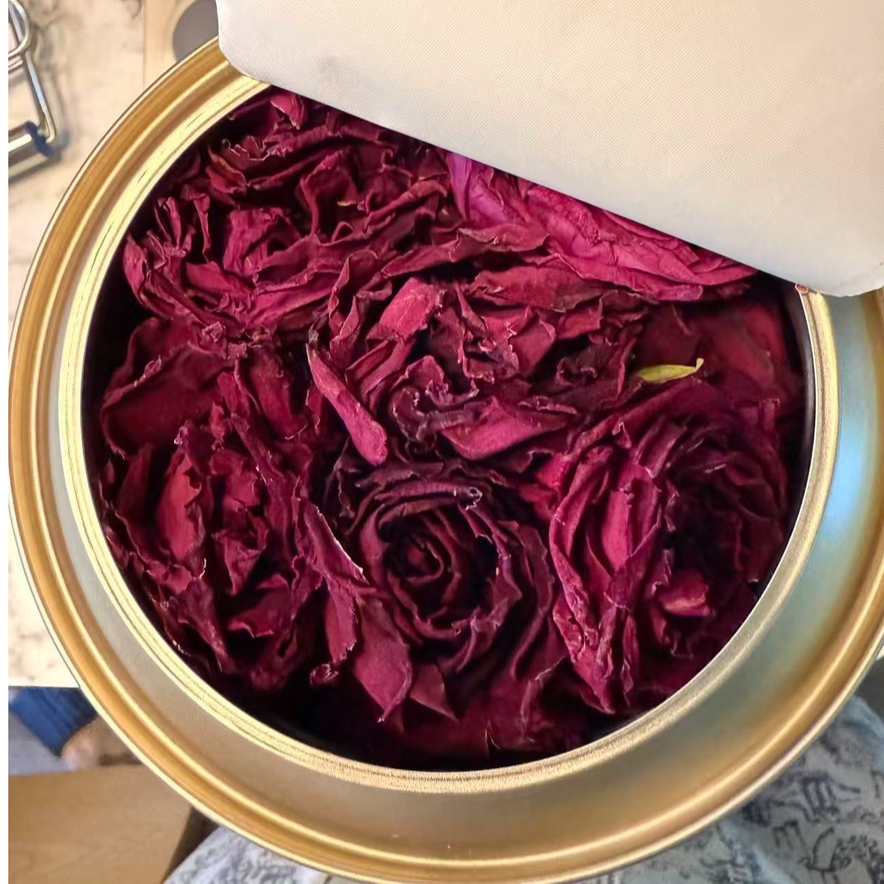 云南冻干墨红玫瑰花茶大朵富含花青素玫瑰精油可泡水