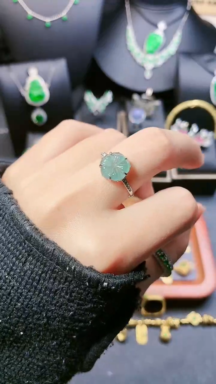 【闪购商品】翡翠戒指银S925镶嵌戒指