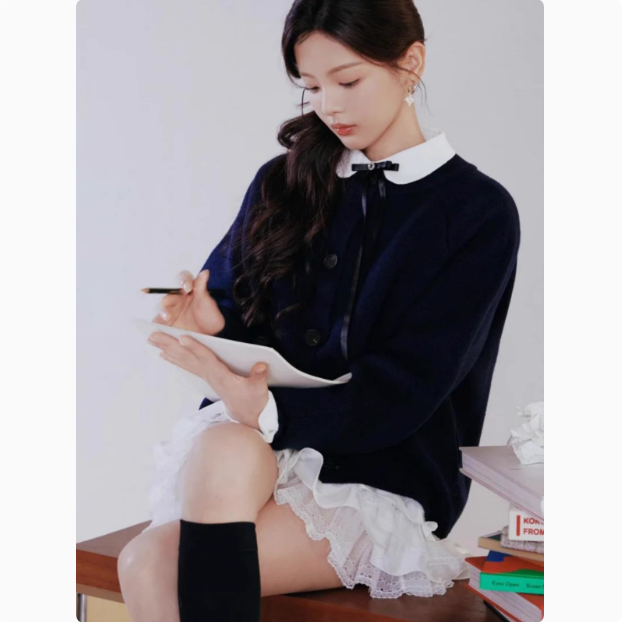 【生命乐章】学院风减龄衬衫上衣蛋糕半身裙针织开衫毛衣套装
