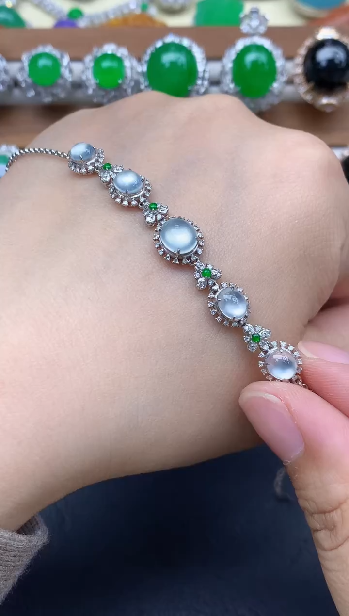 18K金镶嵌手链翡翠636-中国好珍宝