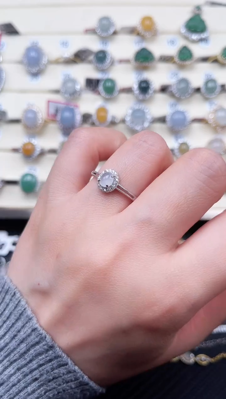 【闪购商品】翡翠戒指银S925镶嵌天然A货翡翠02