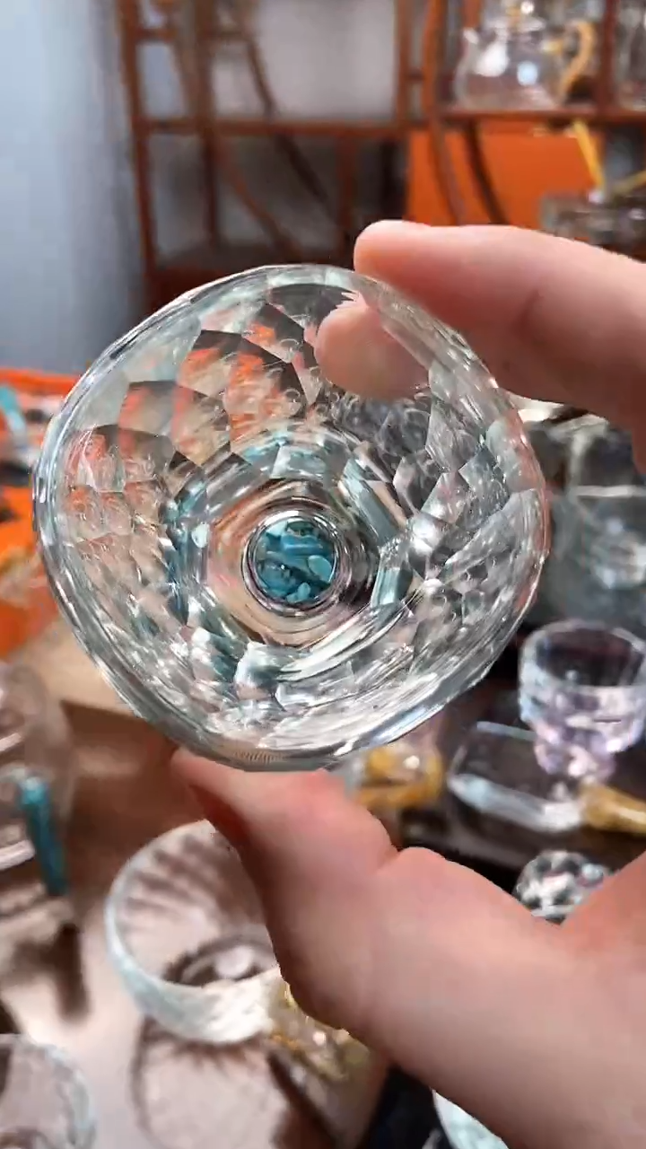 【闪购商品】玺宴新款水晶四方杯绿松石6个装