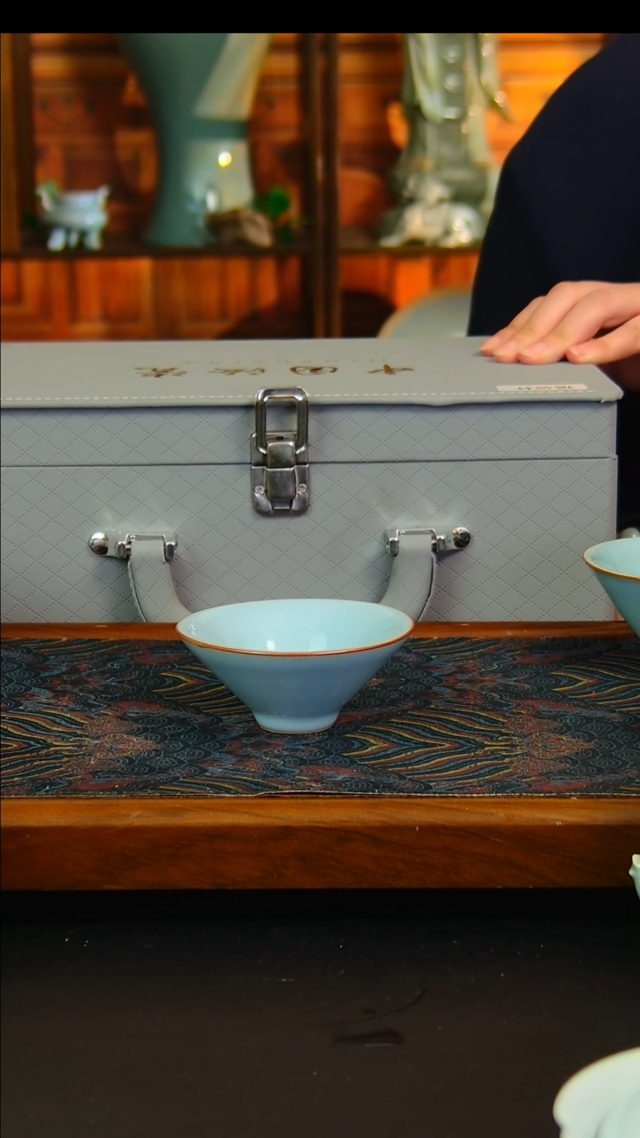 瓷片原矿汝瓷福利斗笠杯，不完美