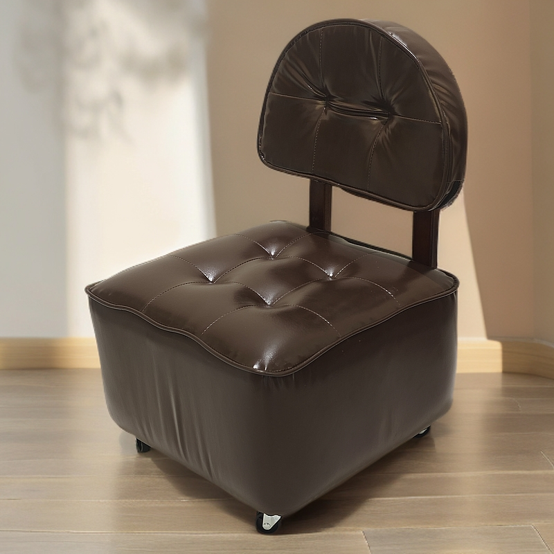 移动轮滑椅红棕色矮凳小椅子换鞋凳凳子