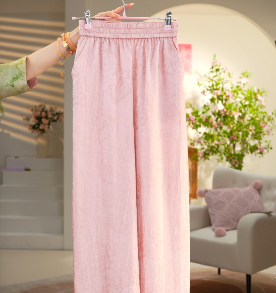 夏季丝滑宽松显瘦a字阔腿裙裤高腰垂感裤2025B9088-小源