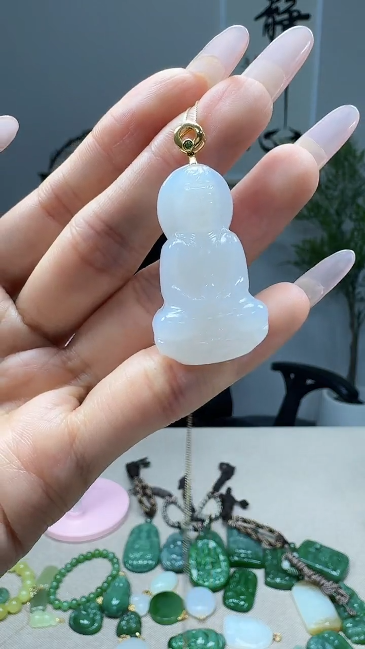 吊坠(不含链)18K金镶嵌和田玉1