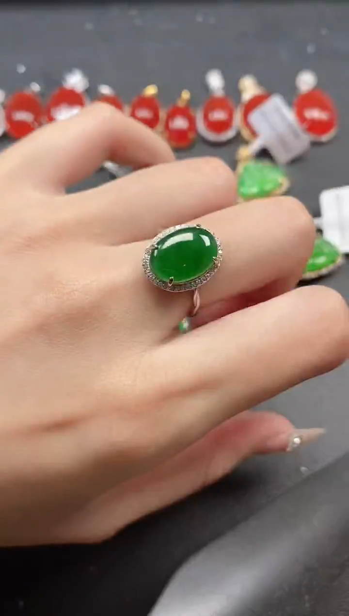 银S925镶嵌戒指翡翠15151