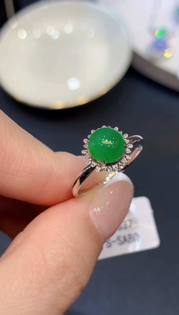 翡翠戒指18K金镶嵌L1337多样性发其一