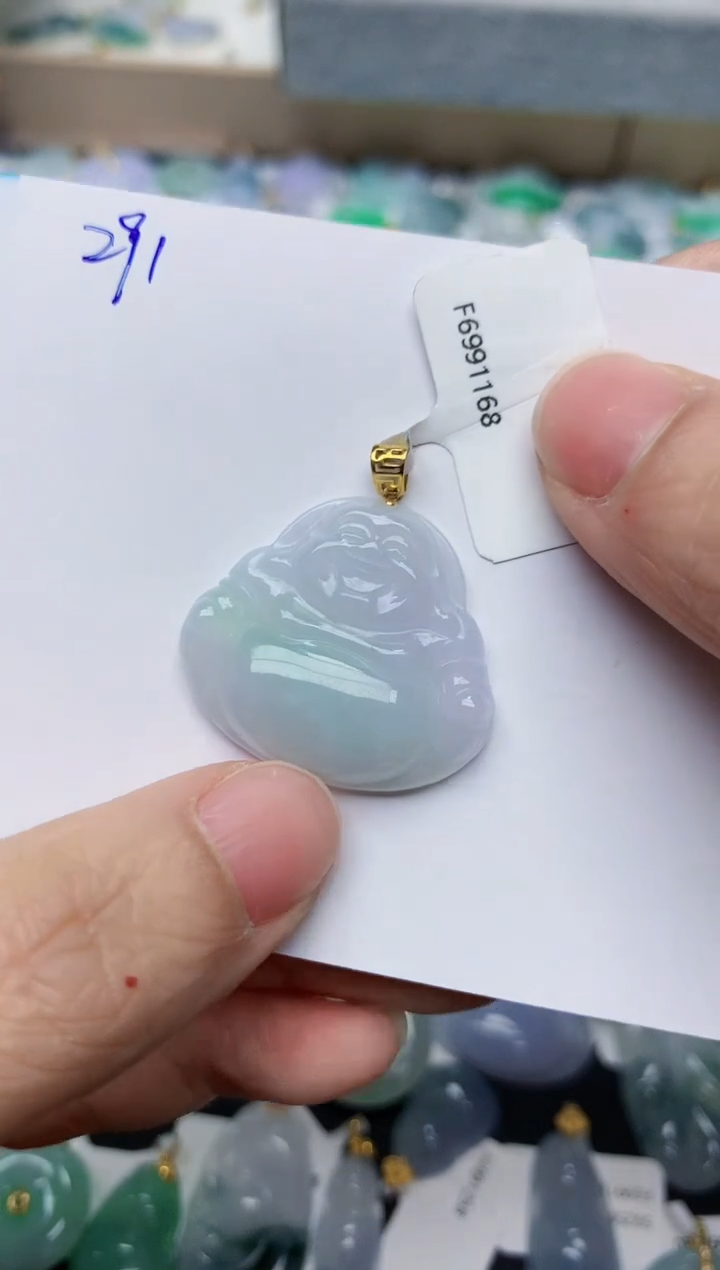 【闪购商品】翡翠颈饰18K金镶嵌天然翡翠A货    