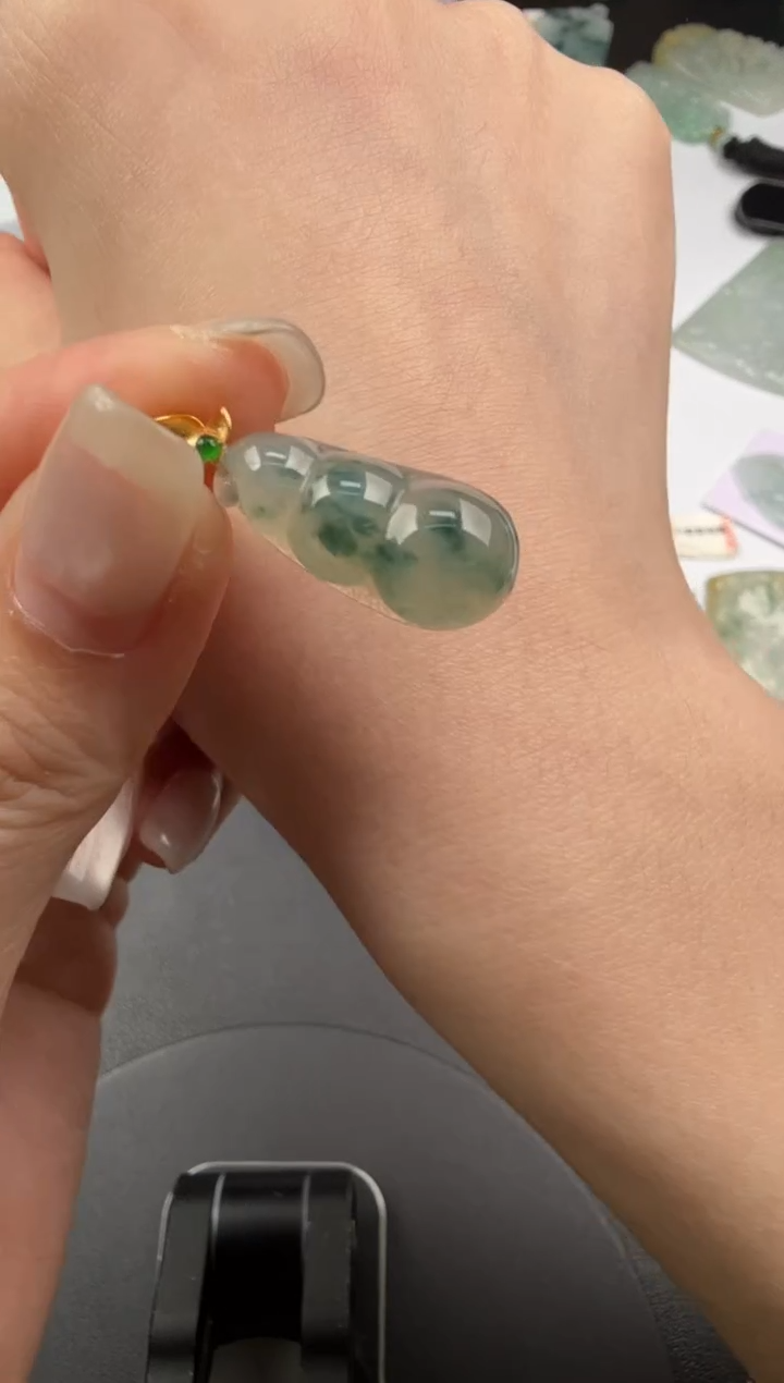 吊坠(不含链)18K金镶嵌翡翠翡翠饰品-250