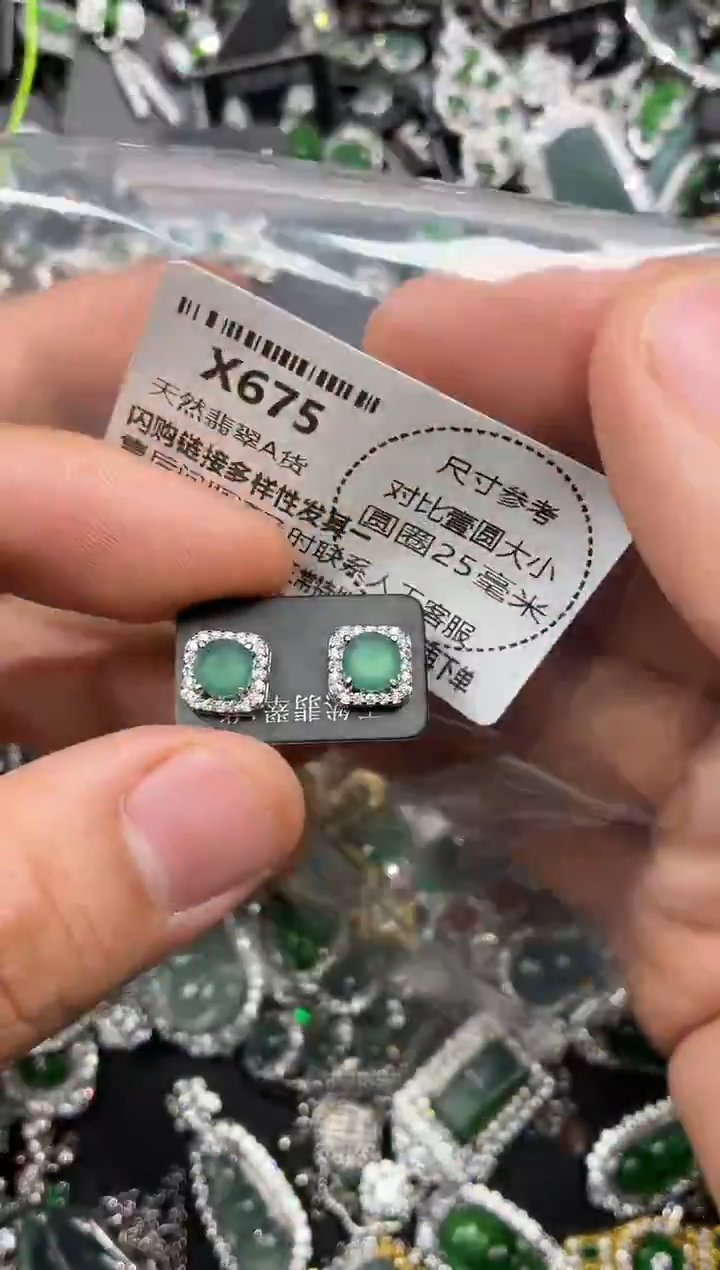 颈饰未镶嵌翡翠X675耳钉