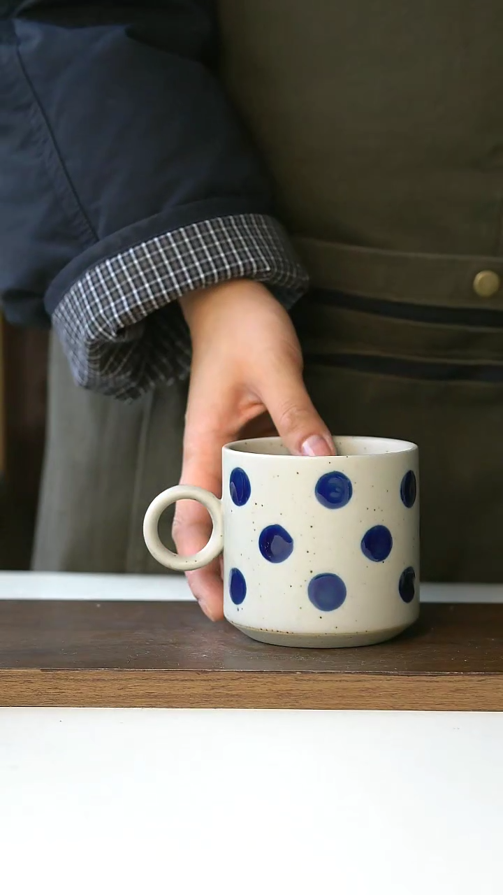 【闪购商品】陶瓷粗陶手绘蓝宝石咖啡杯280ml@4-2@