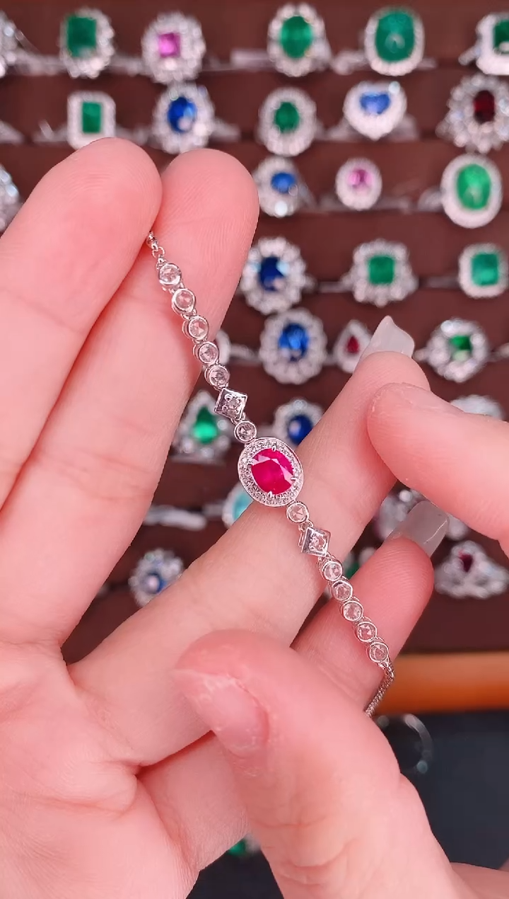 【闪购商品】红宝石18K金手链18K金镶嵌1