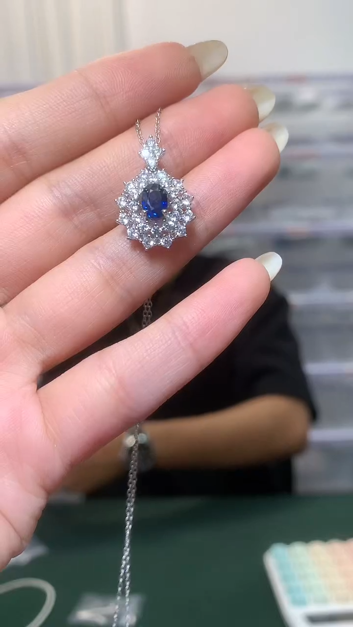 颈饰蓝宝石银S925镶嵌【宝石世家严选】