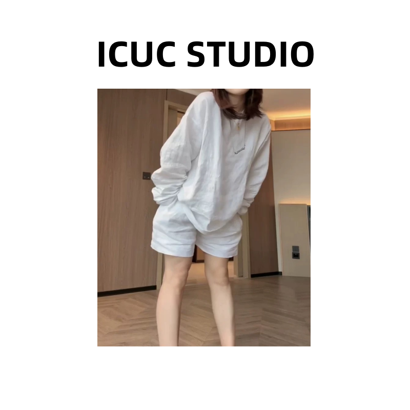 ICUC STUDIO-【白富美】夏天新款巨显瘦苎麻套装3220