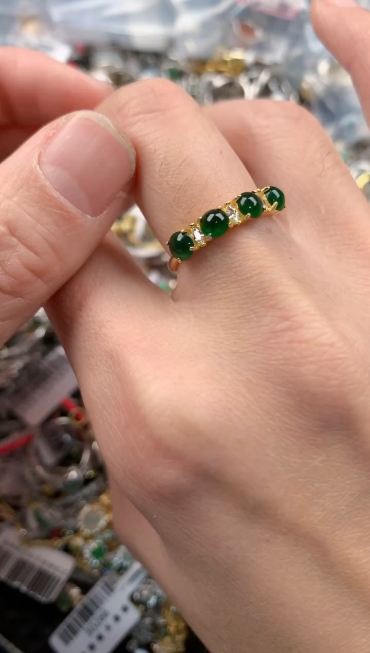 银S925镶嵌戒指翡翠111         10