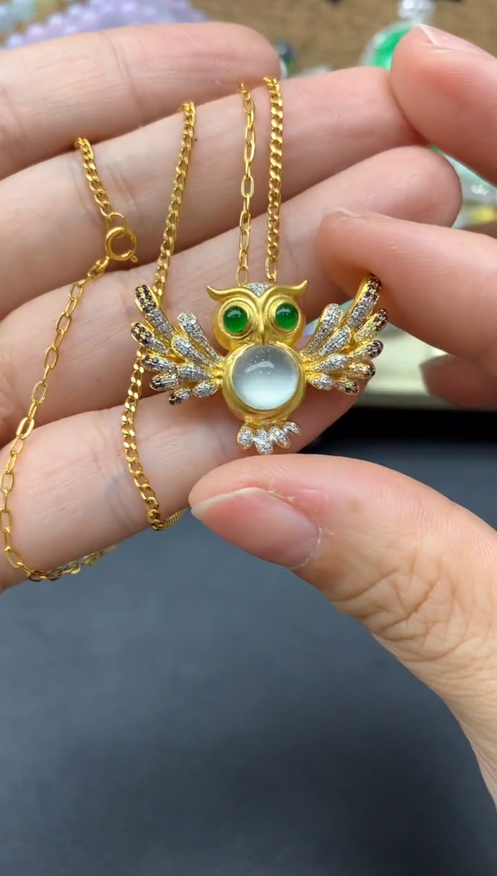 【闪购商品】翡翠颈饰18K金镶嵌555-中国好珍宝