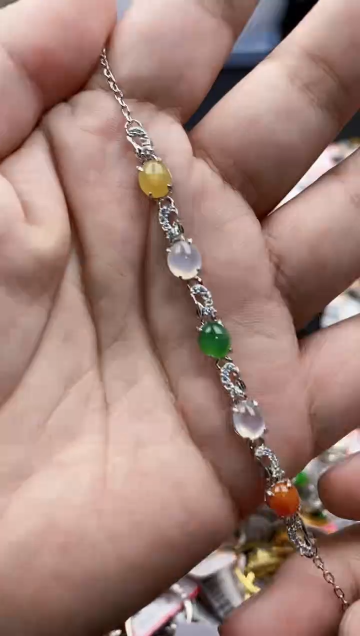 翡翠银S925镶嵌戒指66666----6