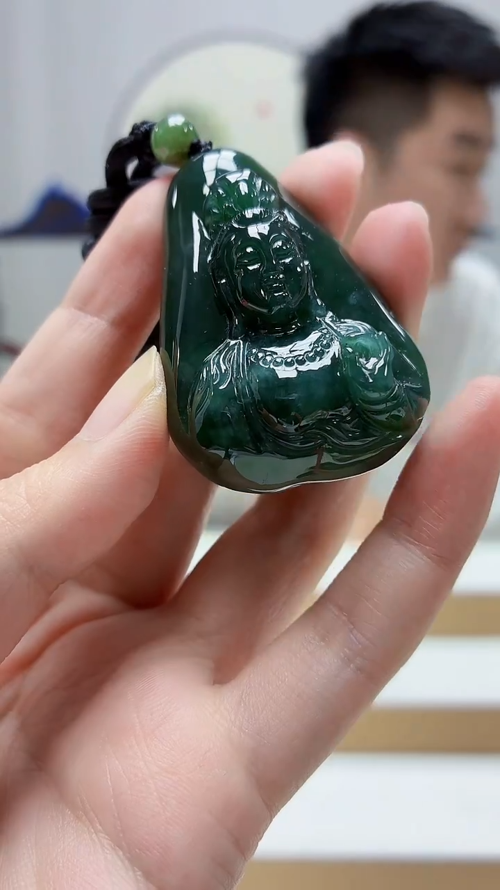 未镶嵌定制翡翠5028zm-毛货挂件观音48