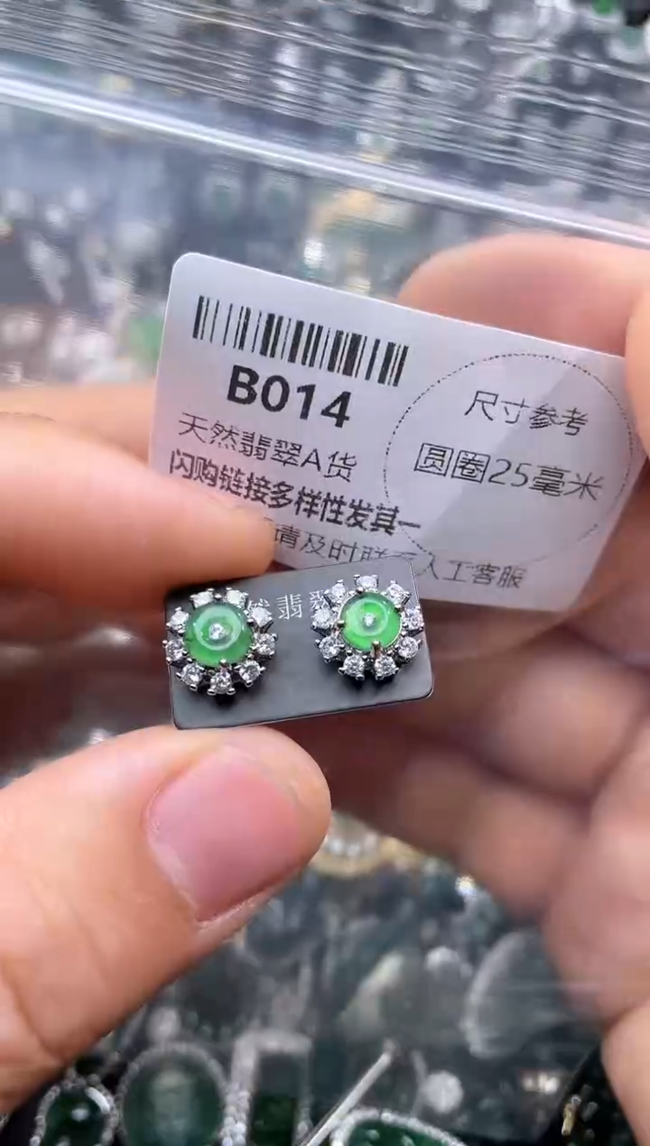 【闪购商品】翡翠颈饰未镶嵌B014耳钉 ab款