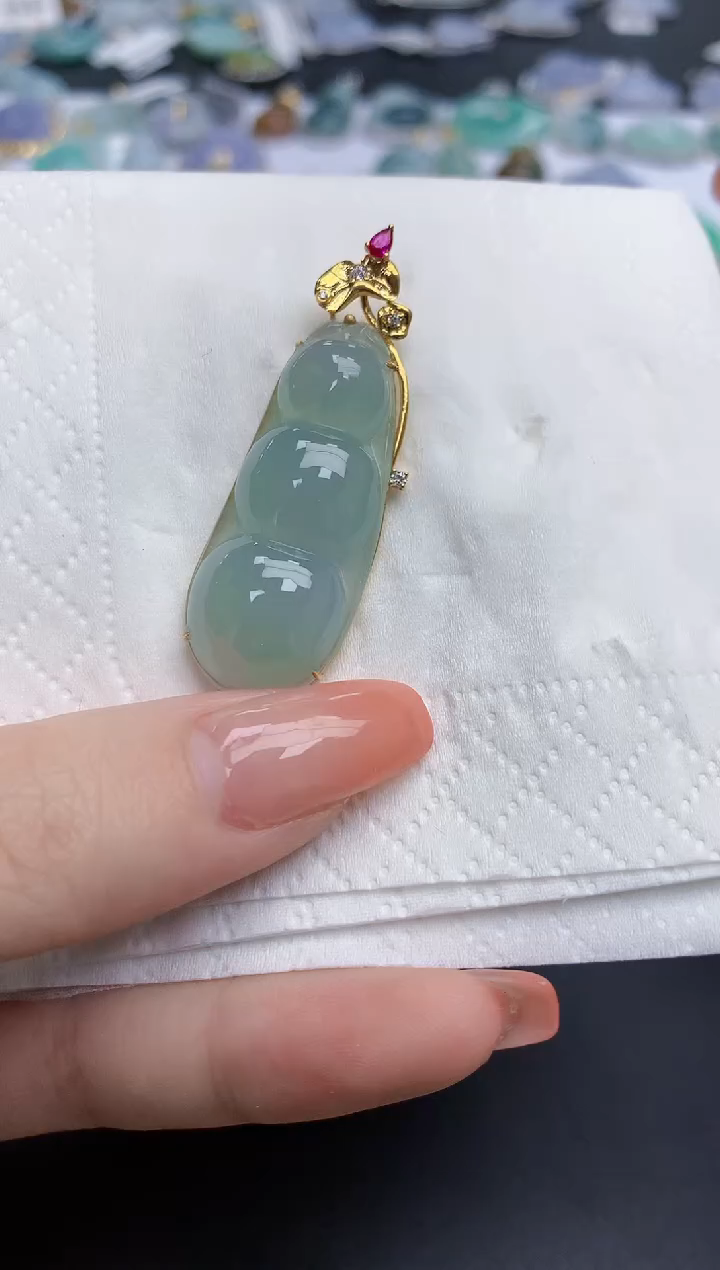 【闪购商品】翡翠颈饰18K金镶嵌天然缅甸翡翠A货