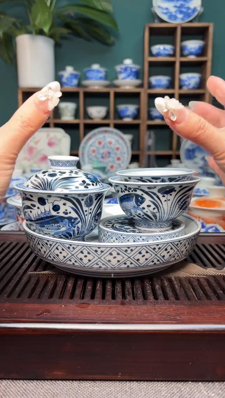 【闪购商品】七丞堂青花鱼藻纹五件套简装