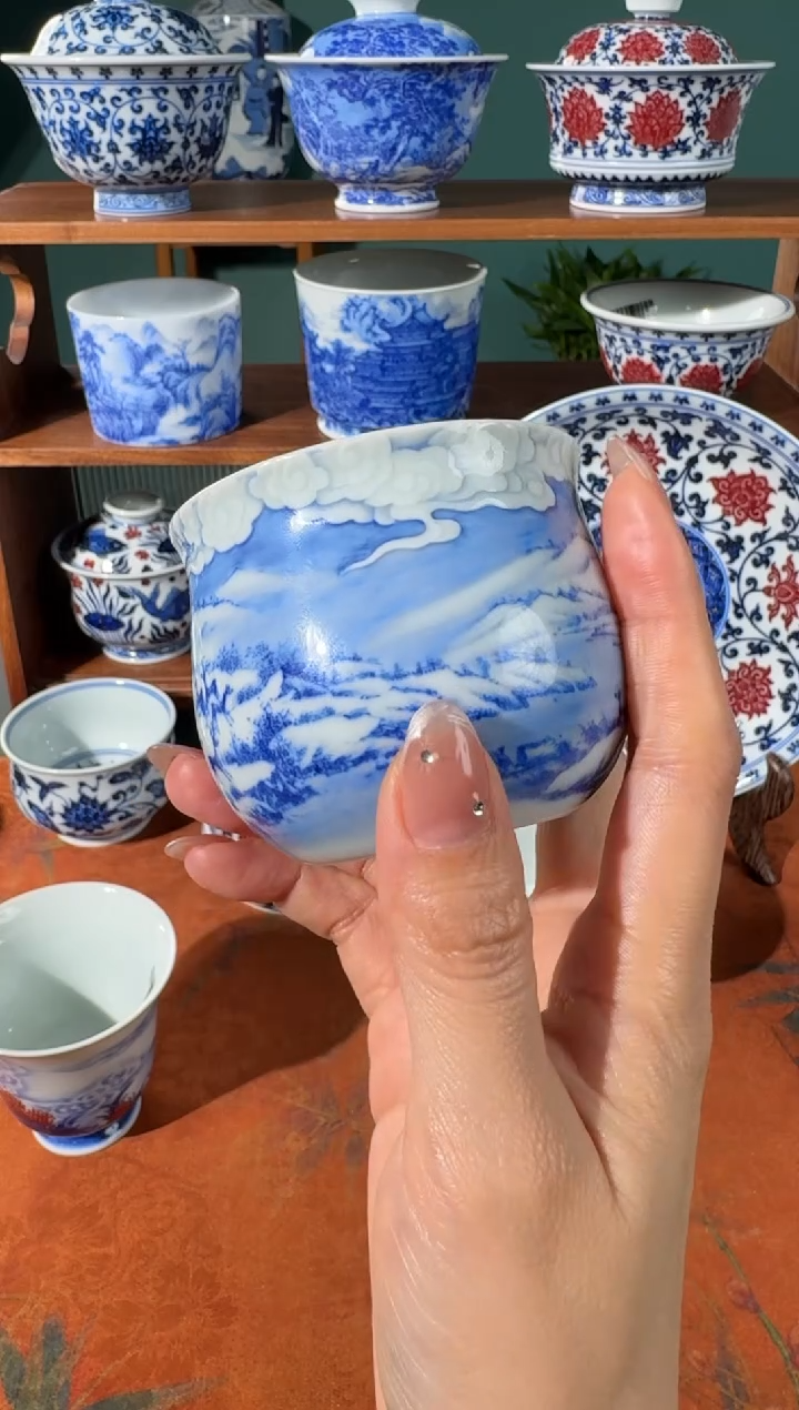 【闪购商品】杯云山片玉雕刻祥云雪景福袋杯