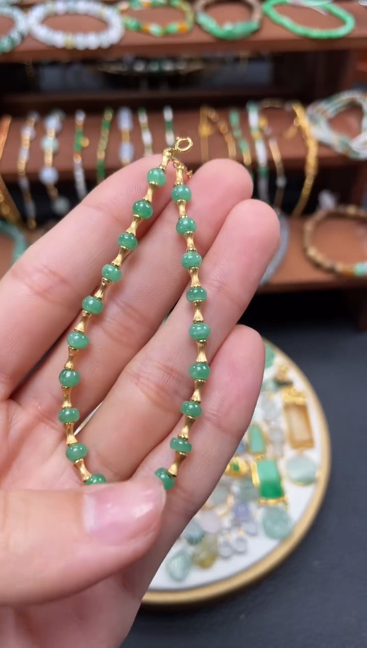 【闪购商品】翡翠套链18K金镶嵌一个 JK680