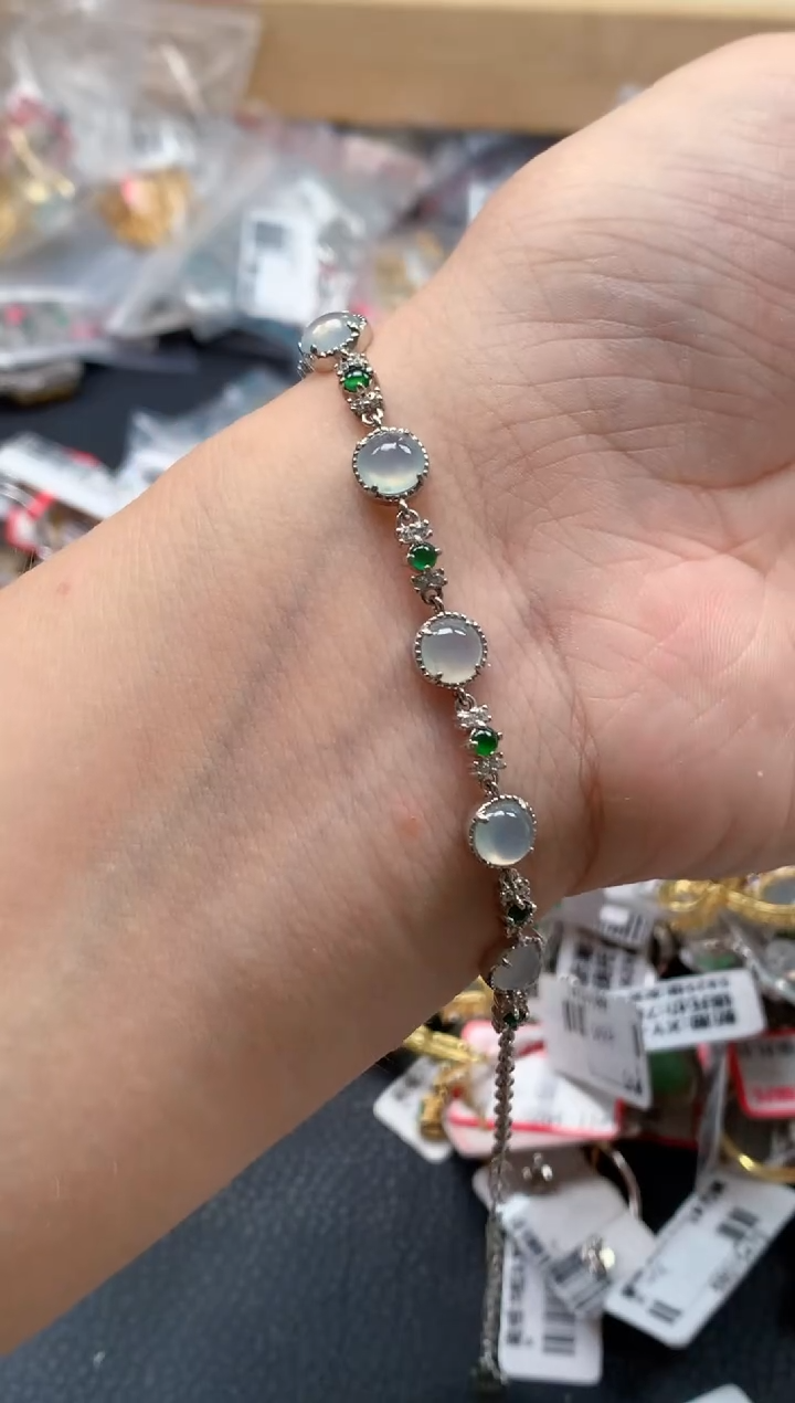 翡翠戒指银S925镶嵌天然A货缅甸翡翠