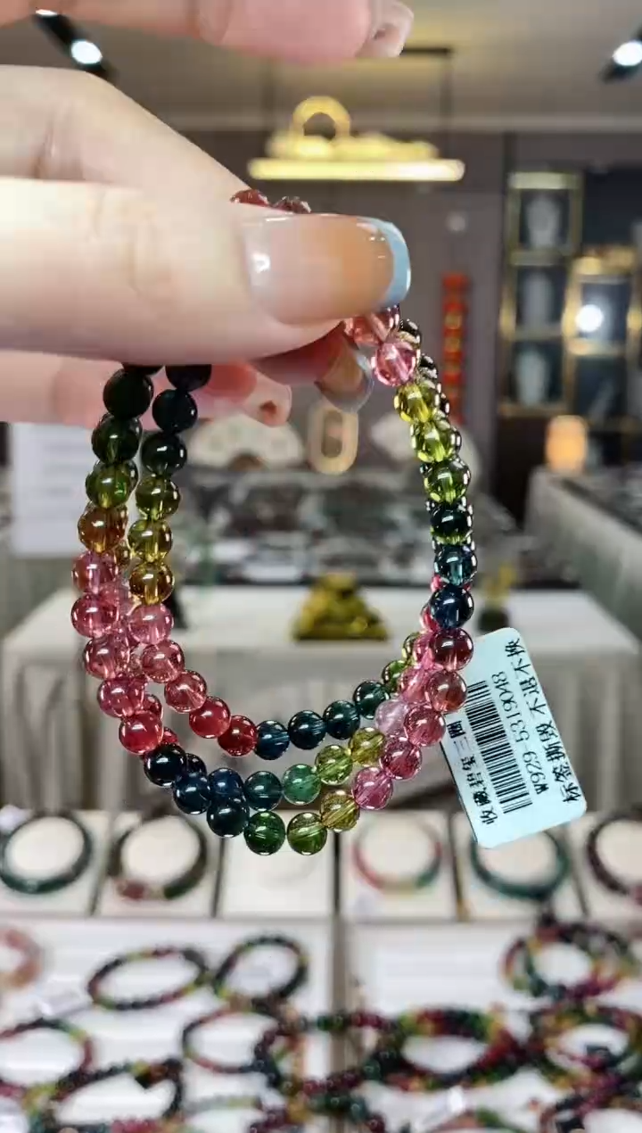 【闪购商品】碧玺三圈手串5mm+未镶嵌一物一证dan