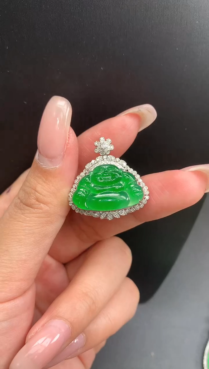 【闪购商品】翡翠颈饰18K金镶嵌佛公