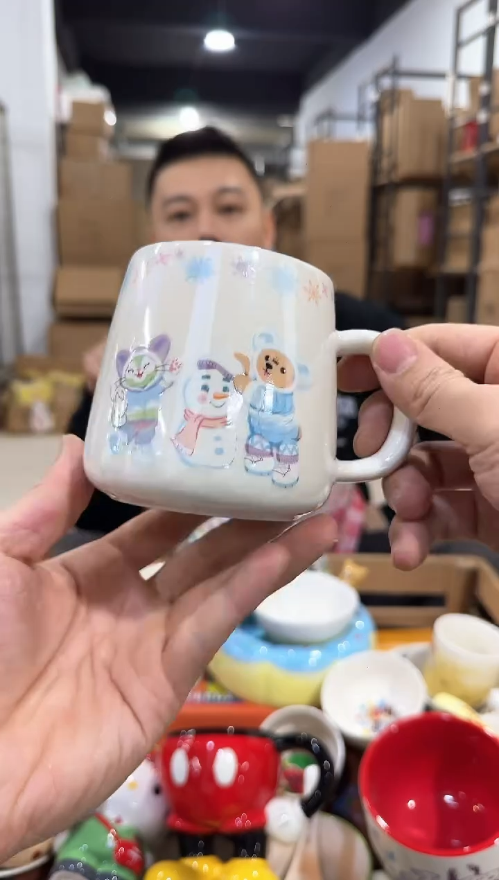 瓷片七宝大肚杯 