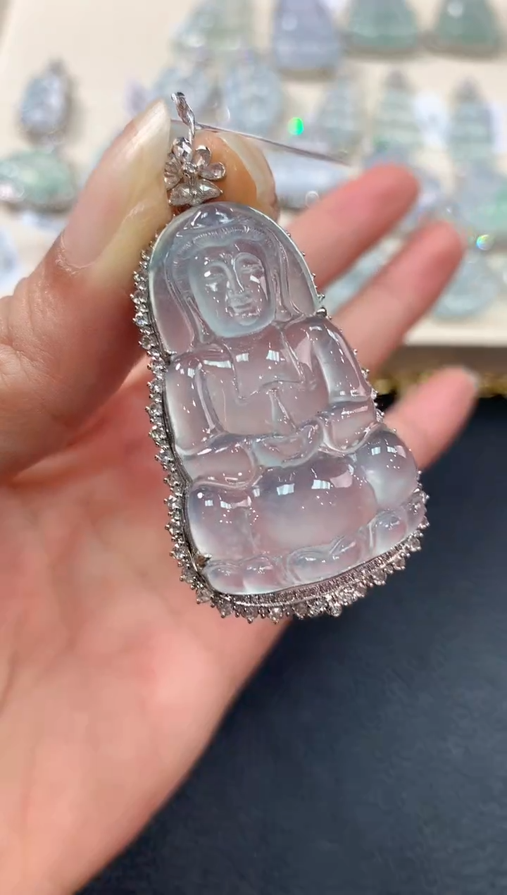 【闪购商品】翡翠吊坠(不含链)18K金镶嵌n87       