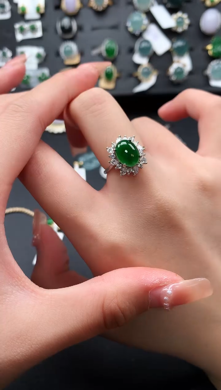 【闪购商品】翡翠戒指银S925镶嵌521412