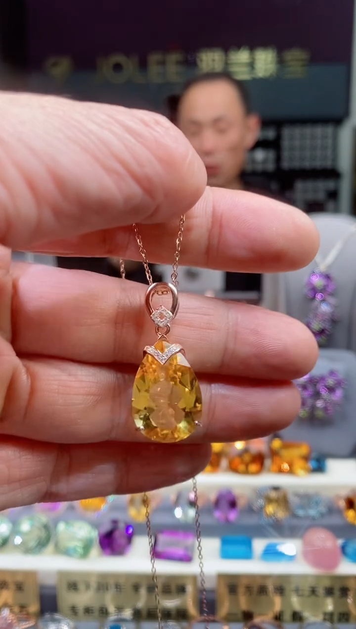 【闪购商品】黄晶吊坠银S925镶嵌黄晶吊坠