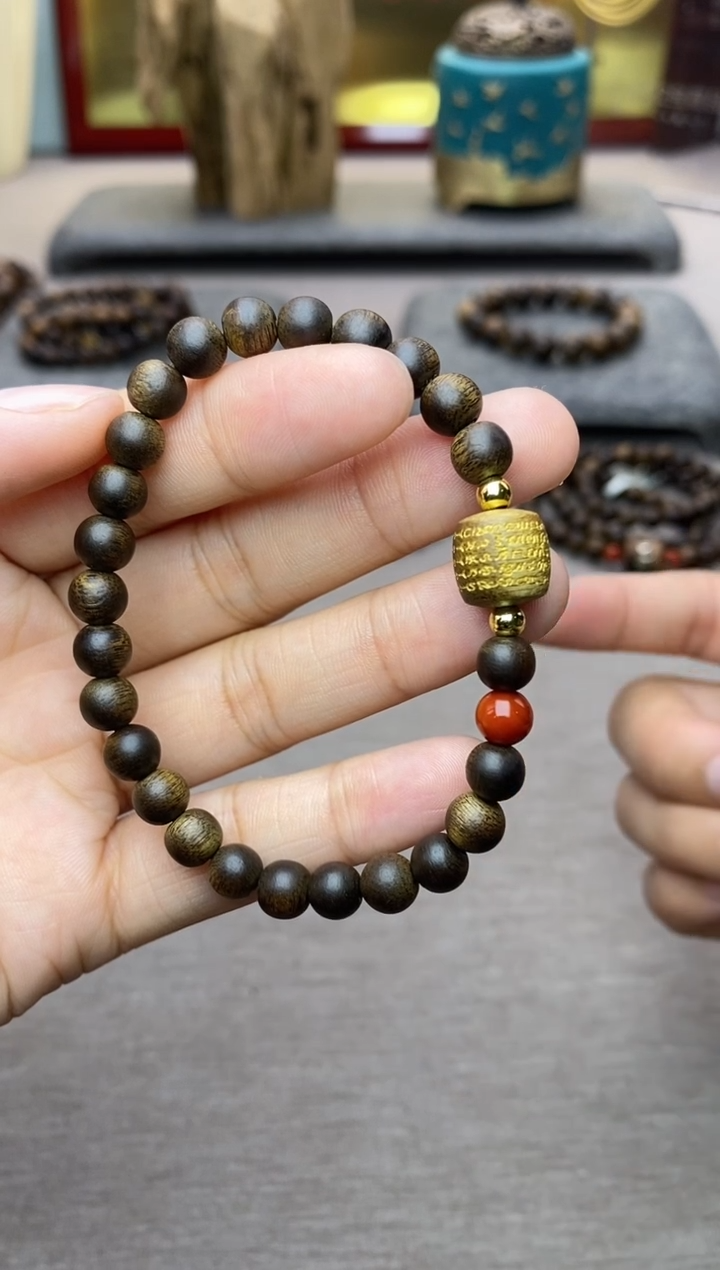 【闪购商品】沉香手串富森红土0.6+五条+配饰沉水单圈