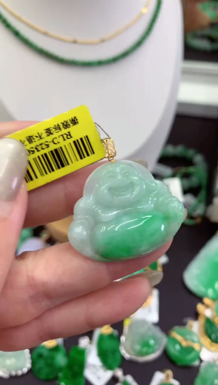 翡翠18K金镶嵌吊坠(不含链)挂件