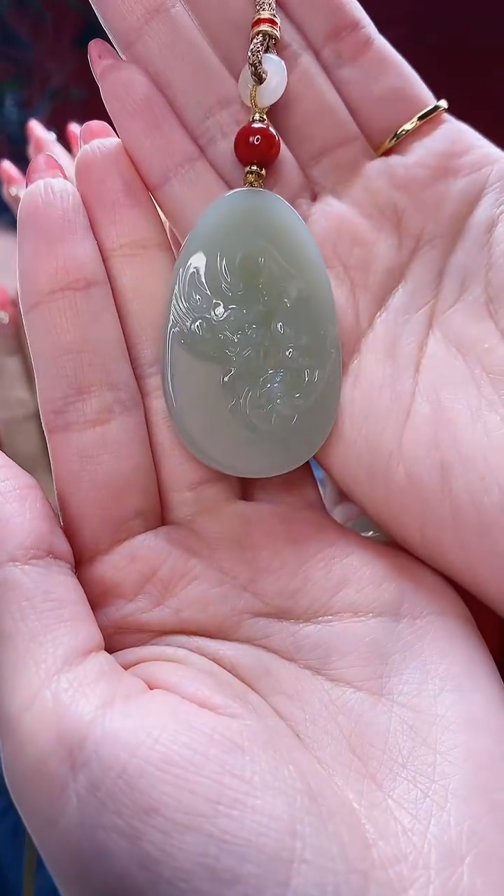 【闪购商品】和田玉挂件未镶嵌龙牌吊坠尺寸约50mm