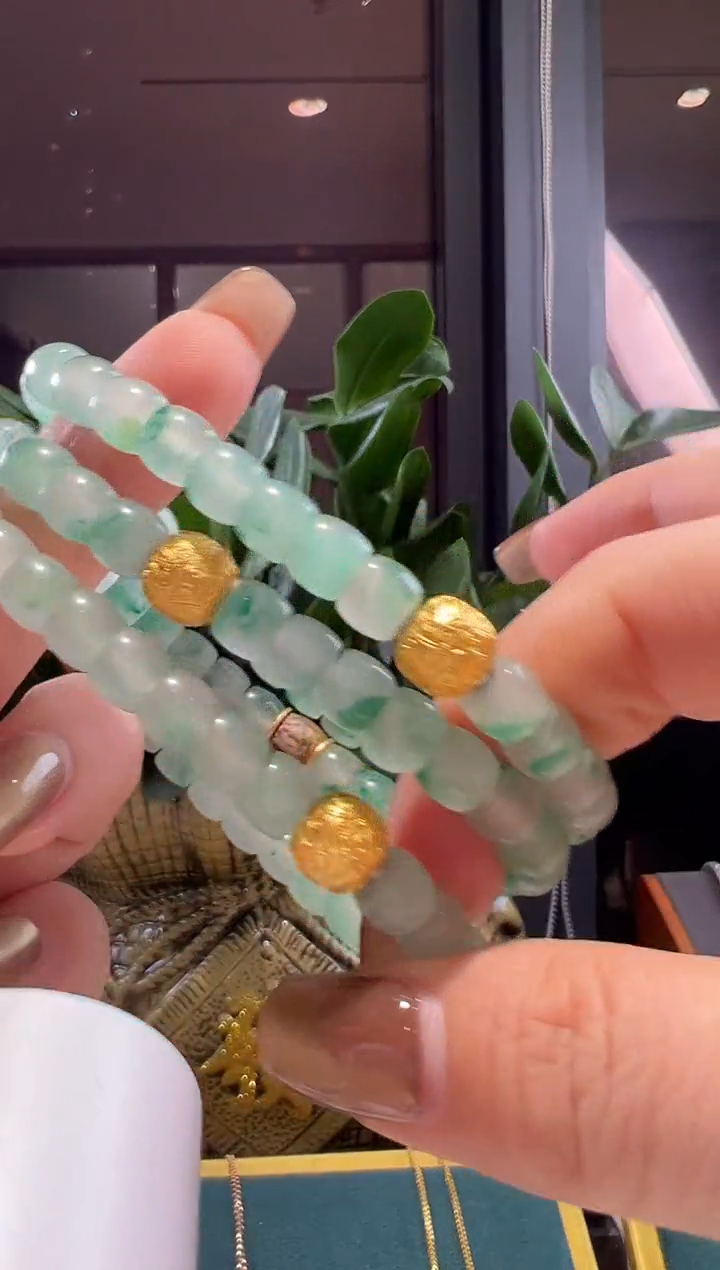 18K金镶嵌手链石英质玉非洲翠手链多样性发货其一