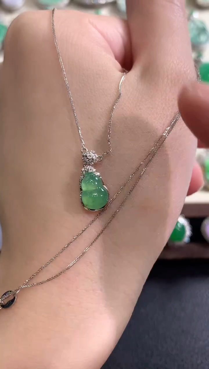 套链18K金镶嵌翡翠冬日珠宝多样性发货一件Q34