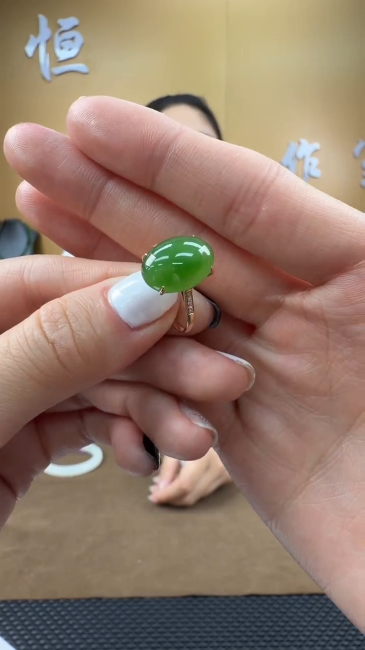 颈饰18K金镶嵌和田玉戒指11-19备注圈口发货