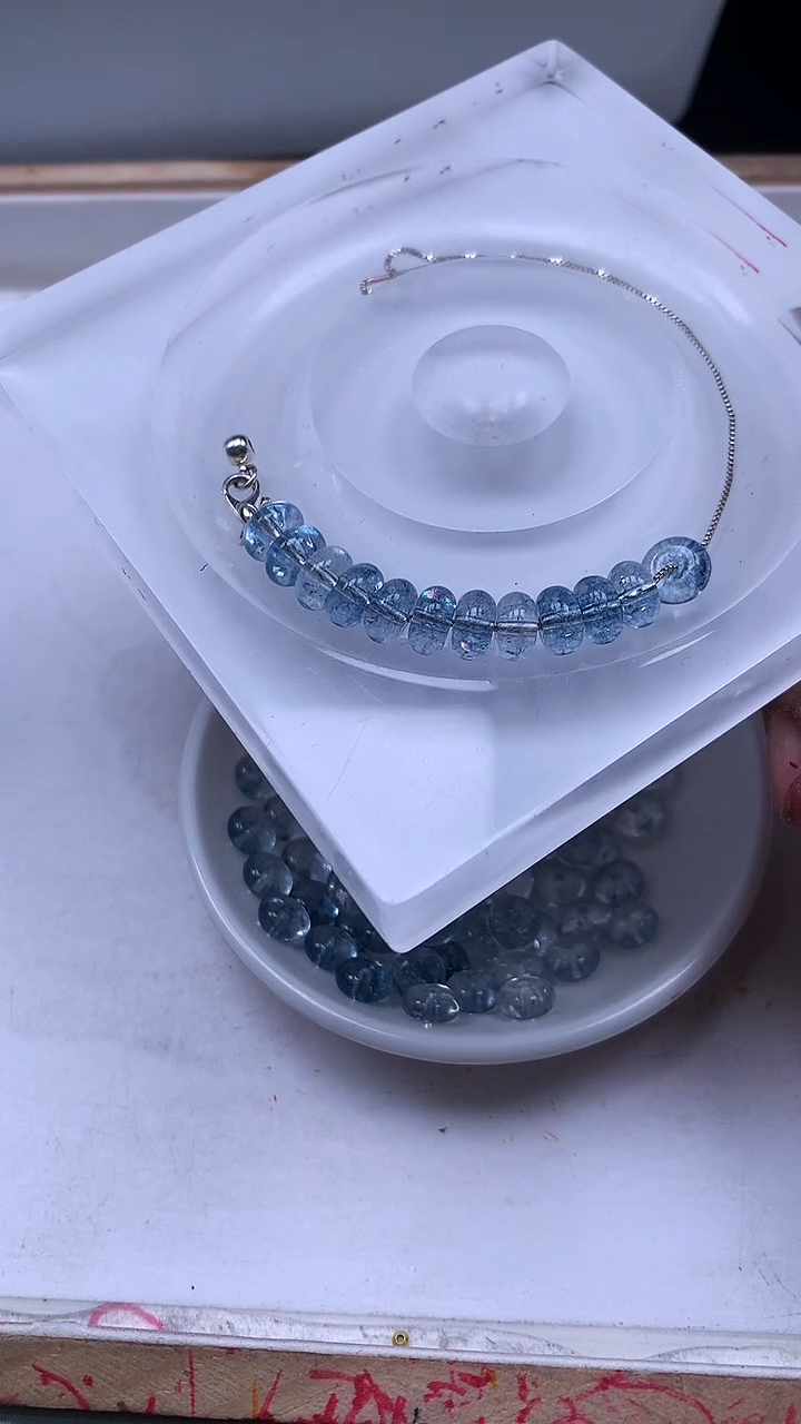 未镶嵌珠宝半成品水晶A2115 海 蓝 宝水晶算盘4*8mm20个7.8元