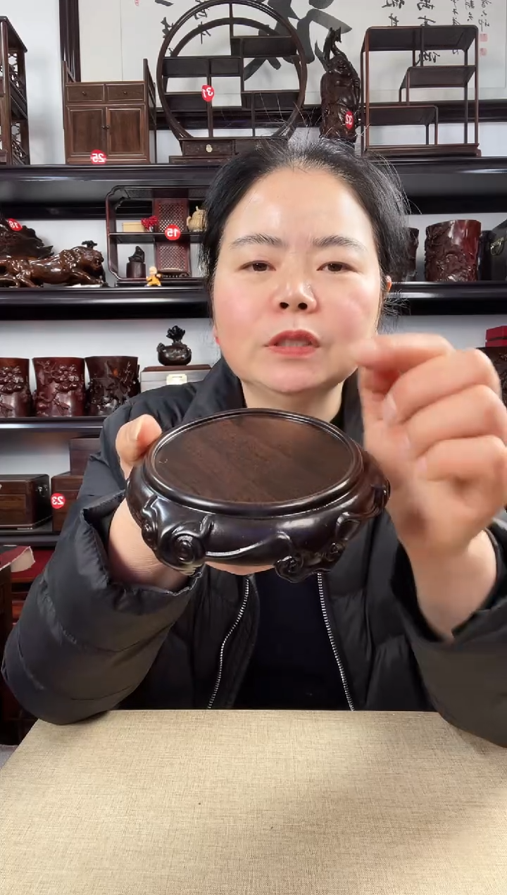 木羊头底座老李红木工艺品