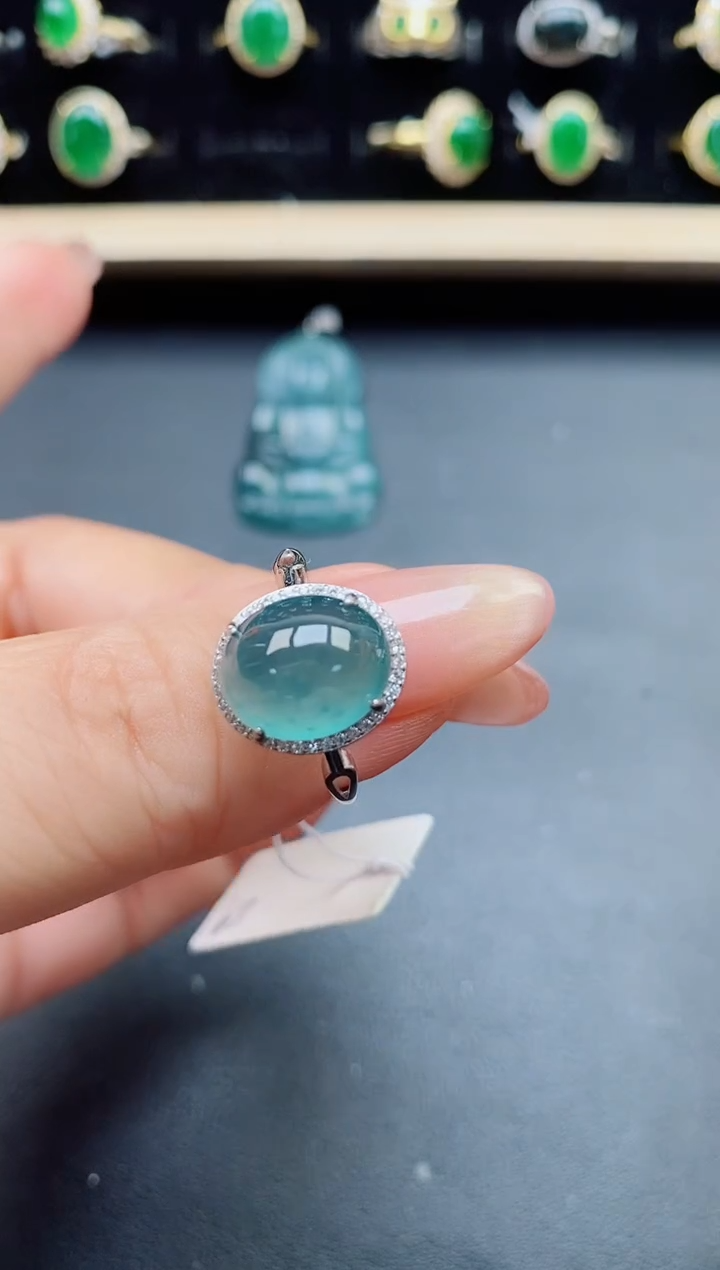 翡翠戒指银S925镶嵌32131