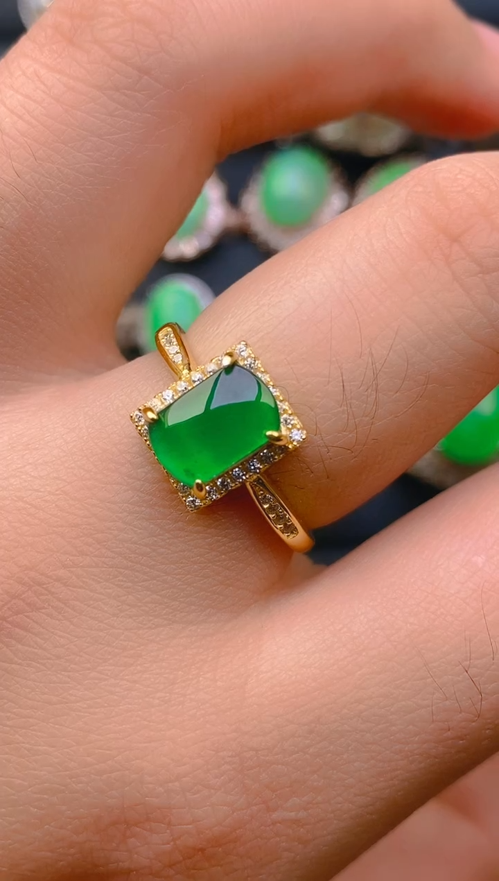 【闪购商品】翡翠戒指银S925镶嵌天然A货翡翠1